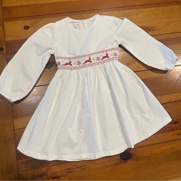 Sz4 Bonnie Jean Smocked Reindeer Fit & Flare Dress - Picture 2 of 7